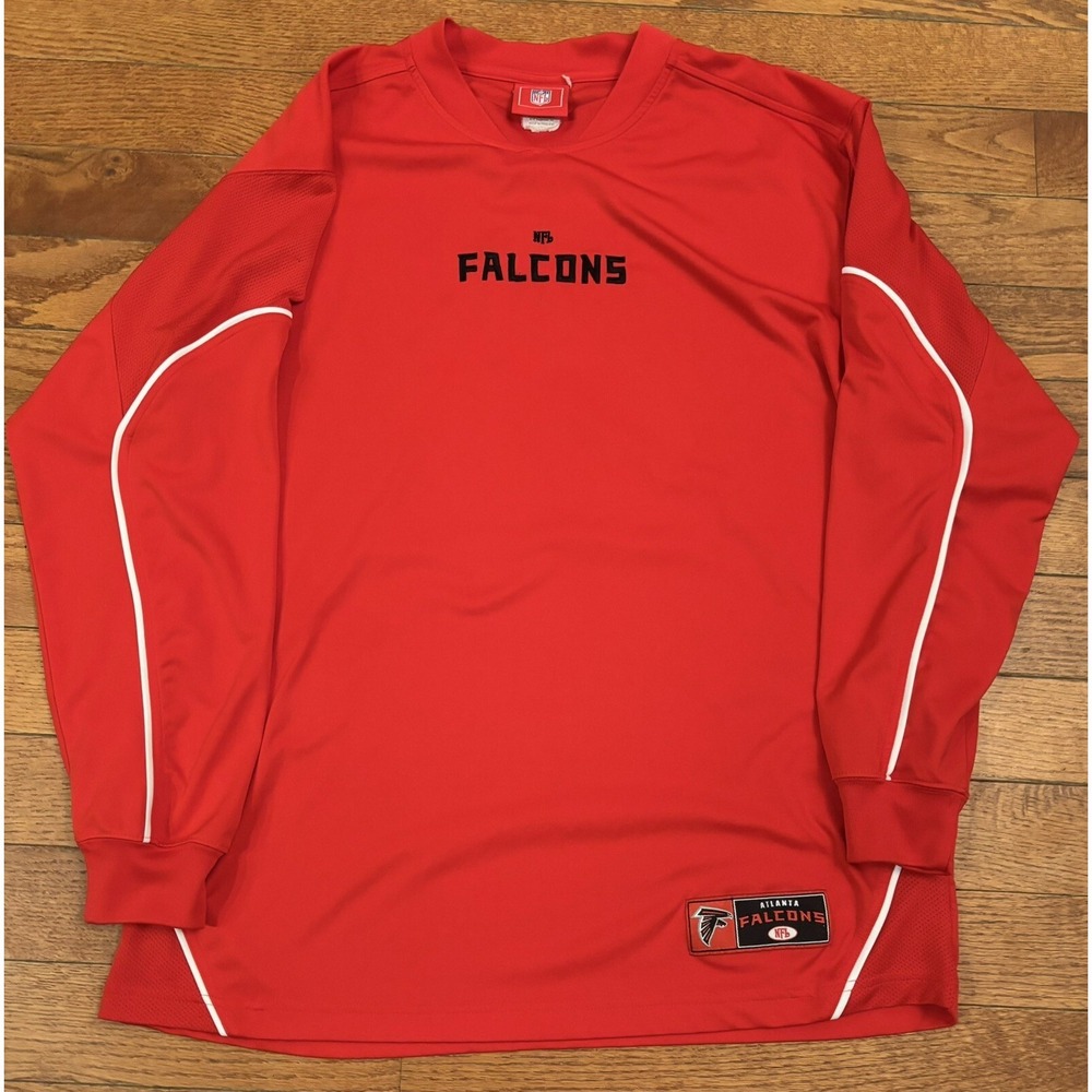 Atlanta Falcons NFL Red Long Sleeve Dri Fit Shirt Size L Large Logo On Sleeve